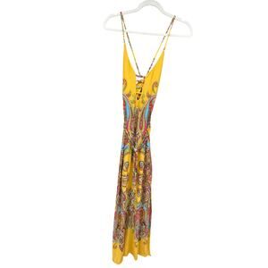 VINTAGE x 90s Y2K Yellow Sexy Women's Maxi Resort Dress